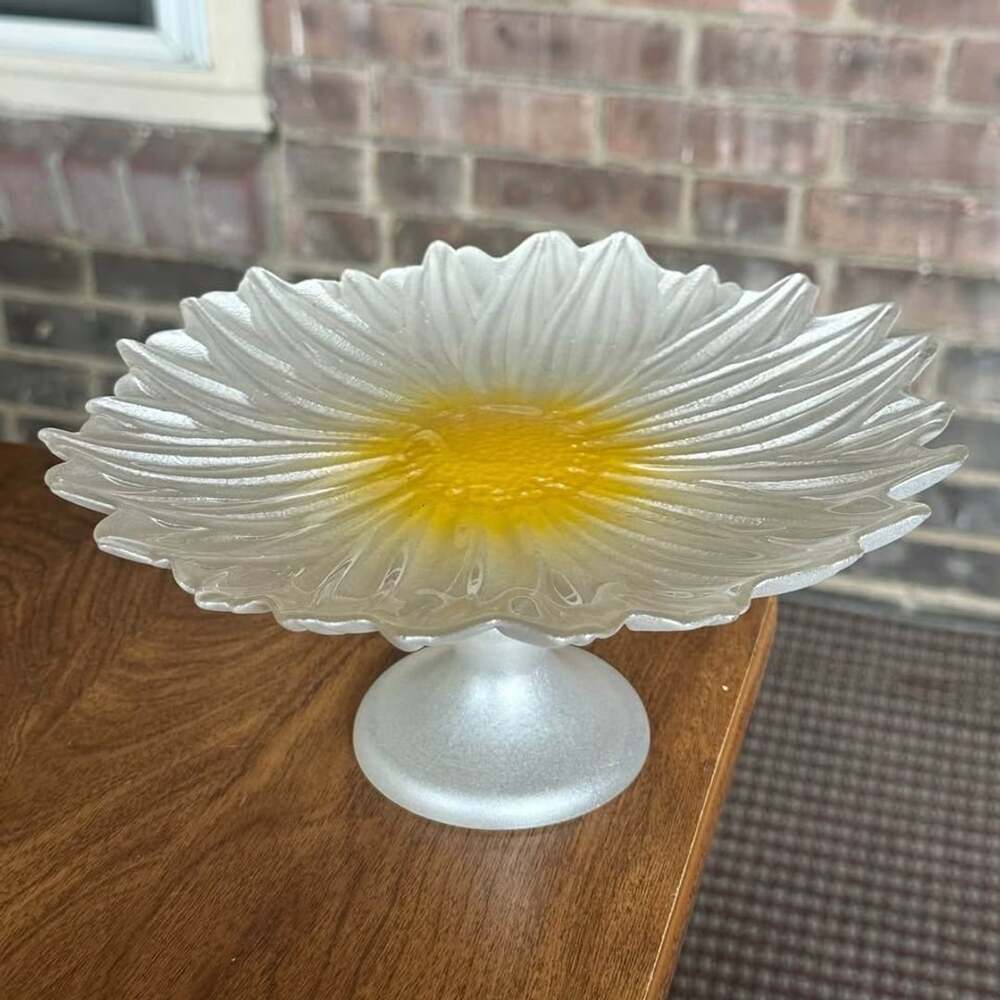 Akcam Flower Shaped Glass Cake Plate Dessert Pedestal Stand